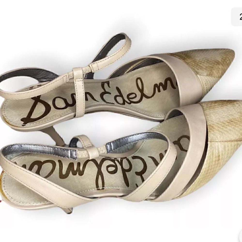 SAM EDELMAN OTHELLO NEUTRAL PUMP HEEL SLING BACK WOMEN'S SIZE 5 - Picture 2 of 5